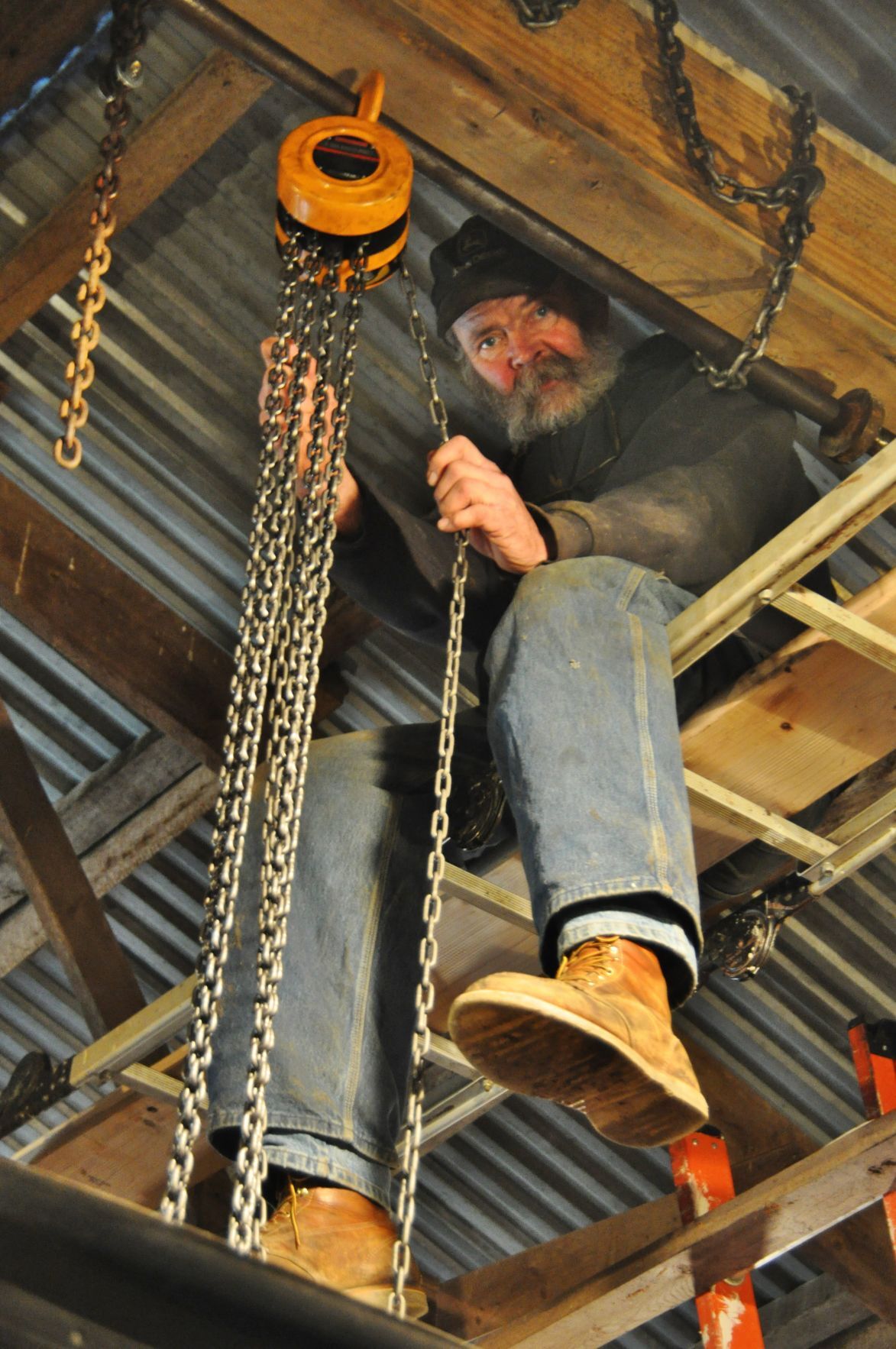 Wade Bulman lowers cab